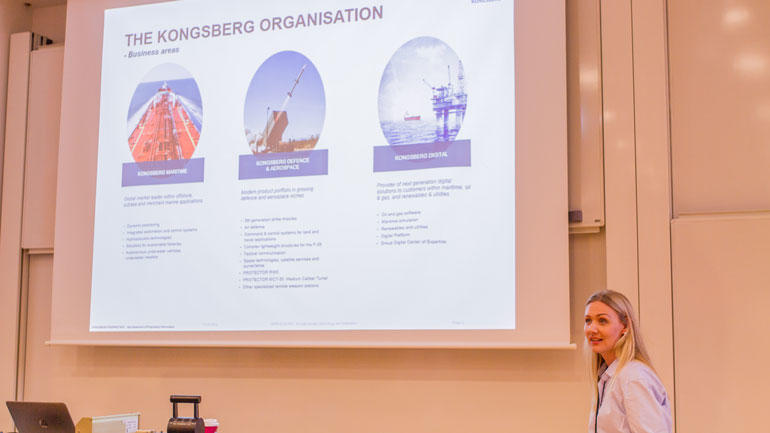Cathrine Eriksen, HR Advisor i Kongsberg Maritime har tatt i mot tretten HSN-studenter de siste fem årene. Foto