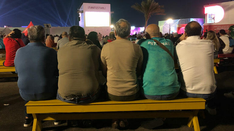 bilde frå fanparken i Al Bidda under fotball-VM i Qatar
